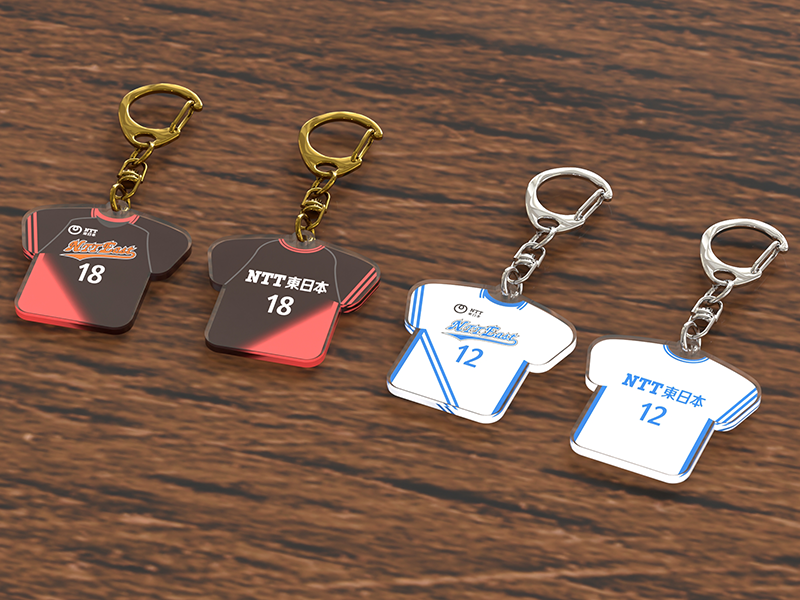 NTT西日本バトミントン部様　ユニフォームアクリルキーホルダー